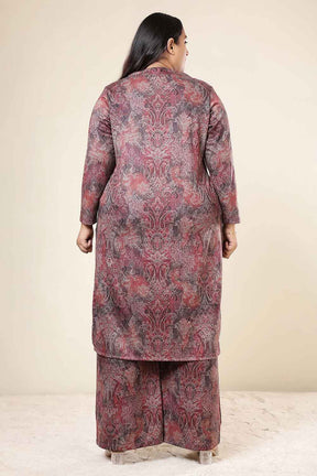 Plus Size Maroon Paisley SnugWeave™ Kurta Coord Set