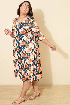 Plus Size Floral A line Dress