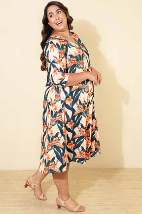 Plus Size Floral A line Dress