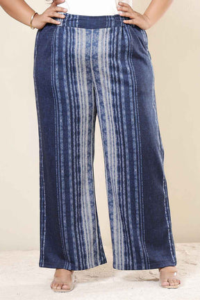 Plus Size Blue Vertical Stripe Top SnugWeave™ Coord Set