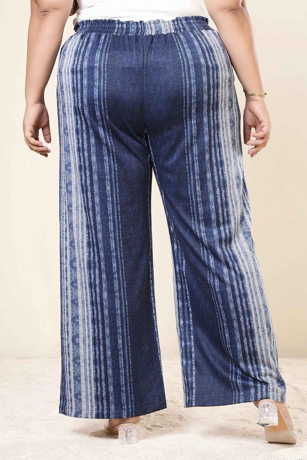 Plus Size Blue Vertical Stripe Top SnugWeave™ Coord Set