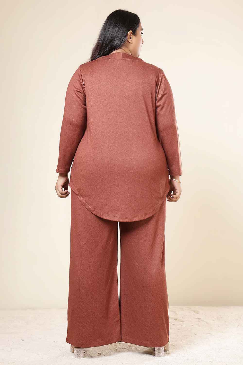 Comfortable Plus Size Rust Top SnugWeave™ Coord Set