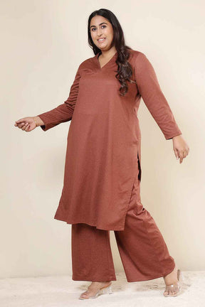 Plus Size Rust Kurta SnugWeave™ Winter Coord Set