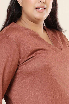 Plus Size Rust Kurta SnugWeave™ Winter Coord Set