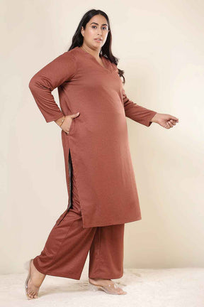 Plus Size Rust Kurta SnugWeave™ Winter Coord Set