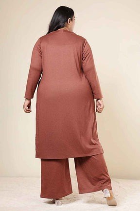 Plus Size Rust Kurta SnugWeave™ Winter Coord Set