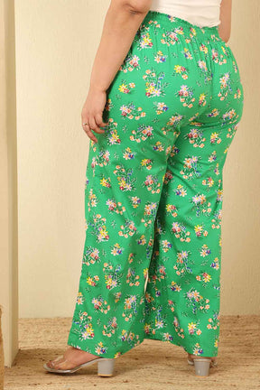 Plus Size Green Floral Print Cotton Kurta Coord Set