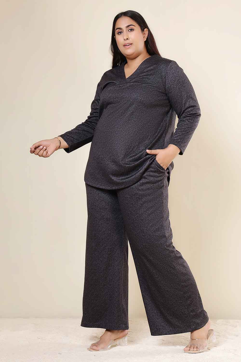 Plus Size Plus Size Charcoal Grey SnugWeave™ Top Coord Set