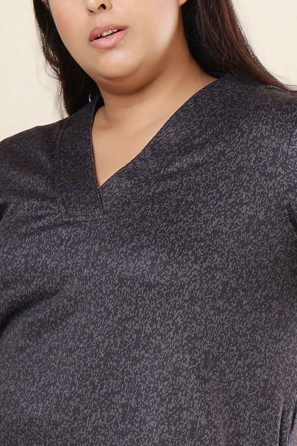 Plus Size Charcoal Grey SnugWeave™ Kurta Coord Set