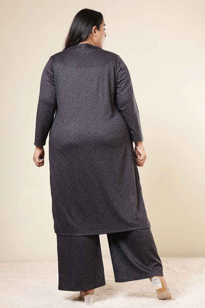 Plus Size Charcoal Grey SnugWeave™ Kurta Coord Set