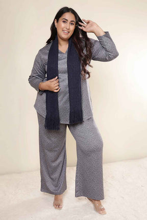 Plus Size Grey Melange SnugWeave™ Winter Top Coord Set