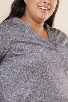 Plus Size Grey Melange SnugWeave™ Kurta Coord Set