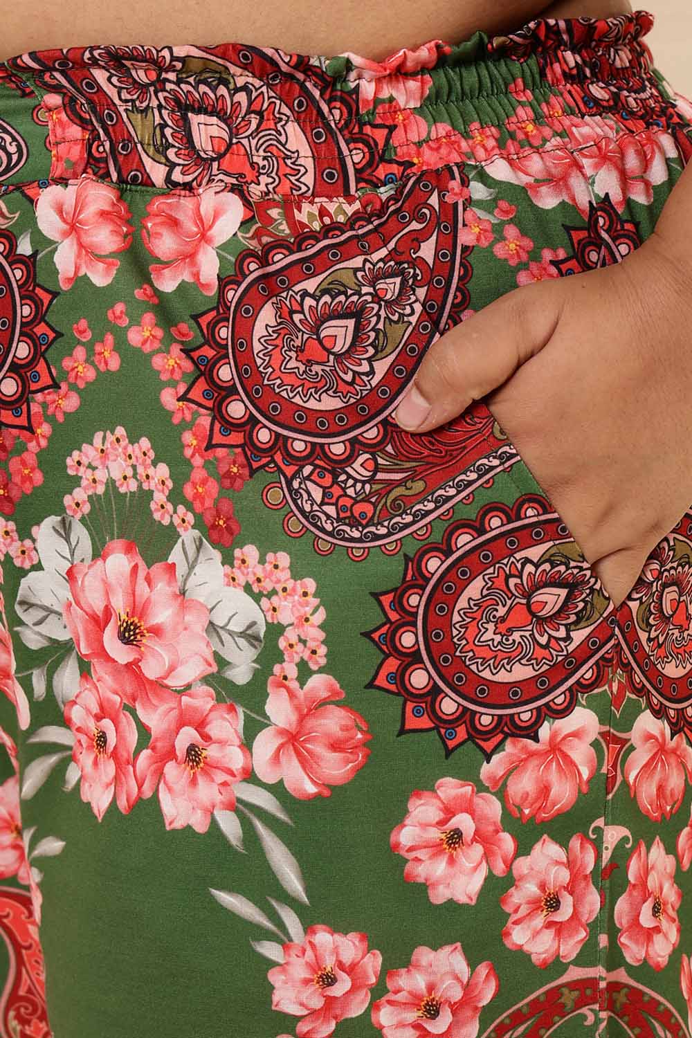 Plus Size Red Green Floral Coord Set