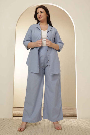 Plus Size Light Blue Shirt  Coord Set