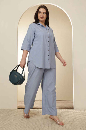 Plus Size Light Blue Shirt  Coord Set