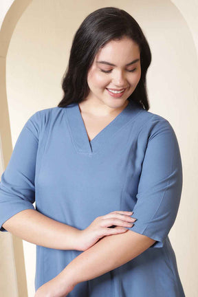 Plus Size Teal Rayon Twill Midi Dress
