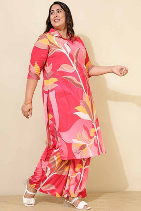 Plus Size Pink Floral Co-ord Set