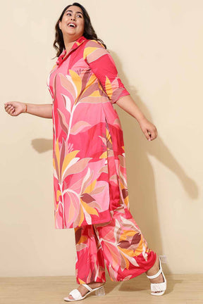Plus Size Pink Floral Co-ord Set