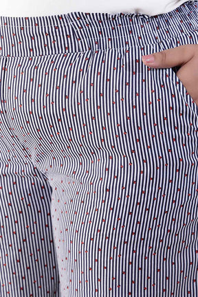 Plus Size Little Beatle Striped Cotton Shirt Coord Set
