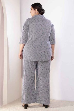 Plus Size Little Beatle Striped Cotton Shirt Coord Set