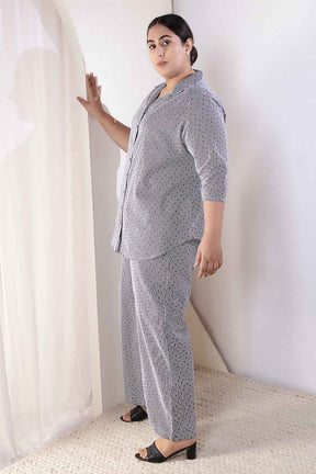 Plus Size Little Beatle Striped Cotton Shirt Coord Set