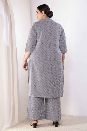 Plus Size Little Beatle Striped Cotton Kurta Coord Set
