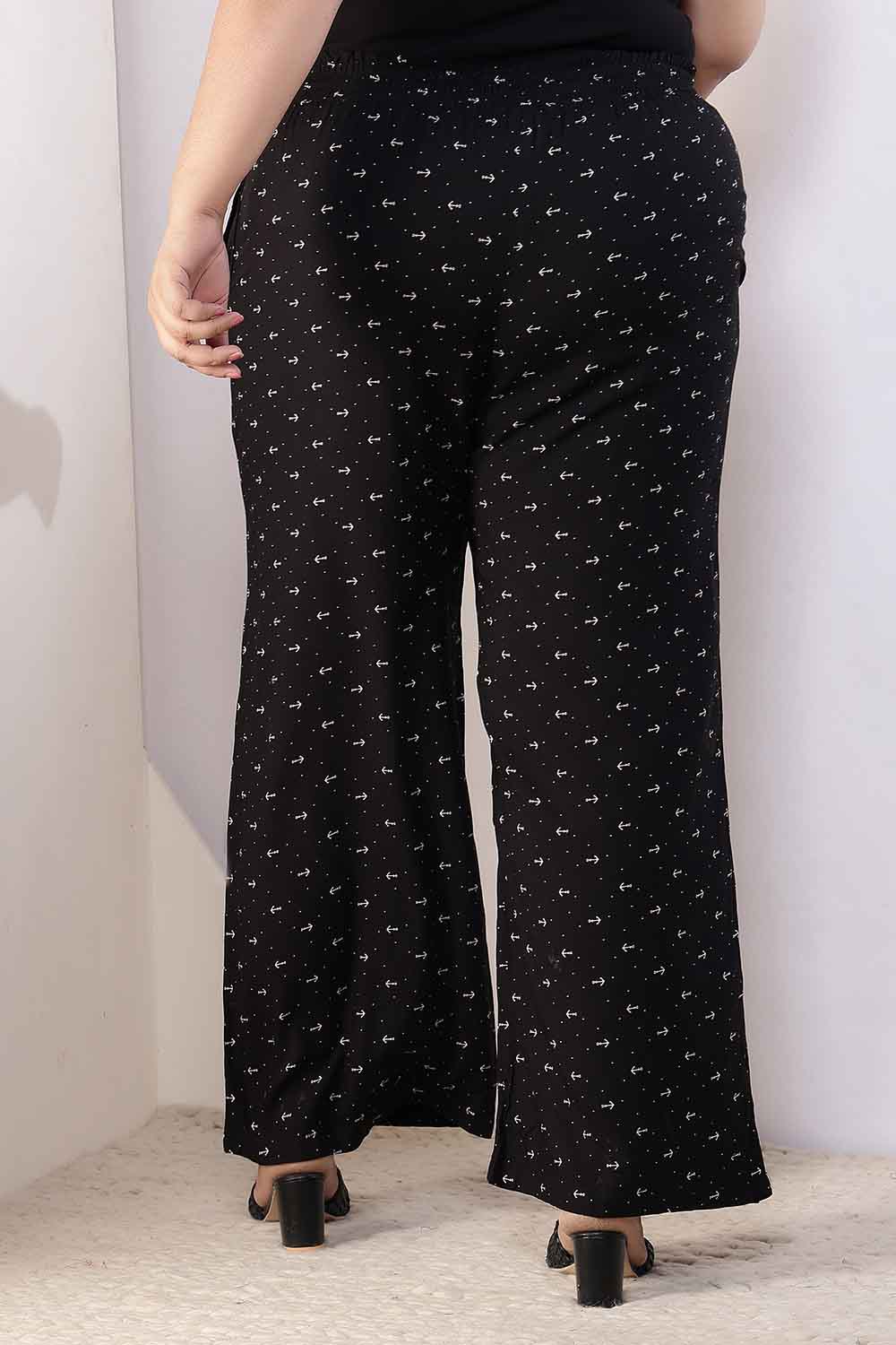 Plus Size Black Anchor Print Rayon Shirt Coord Set