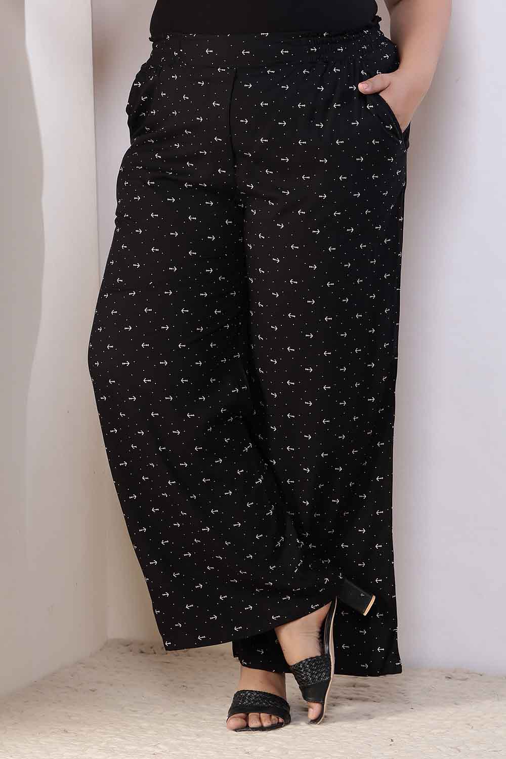 Plus Size Black Anchor Print Rayon Shirt Coord Set