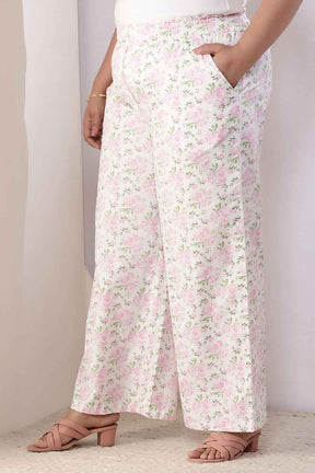 Plus Size Pink Floral Cotton Shirt Coord Set