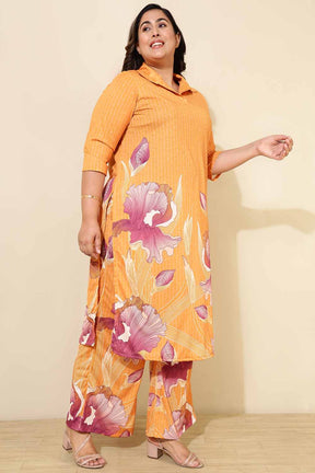 Plus Size Pink Yellow Floral Co-ord Set