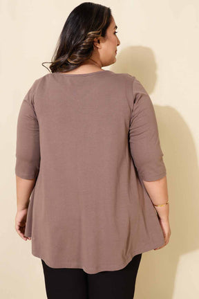 Plus Size Brown A line Tshirt