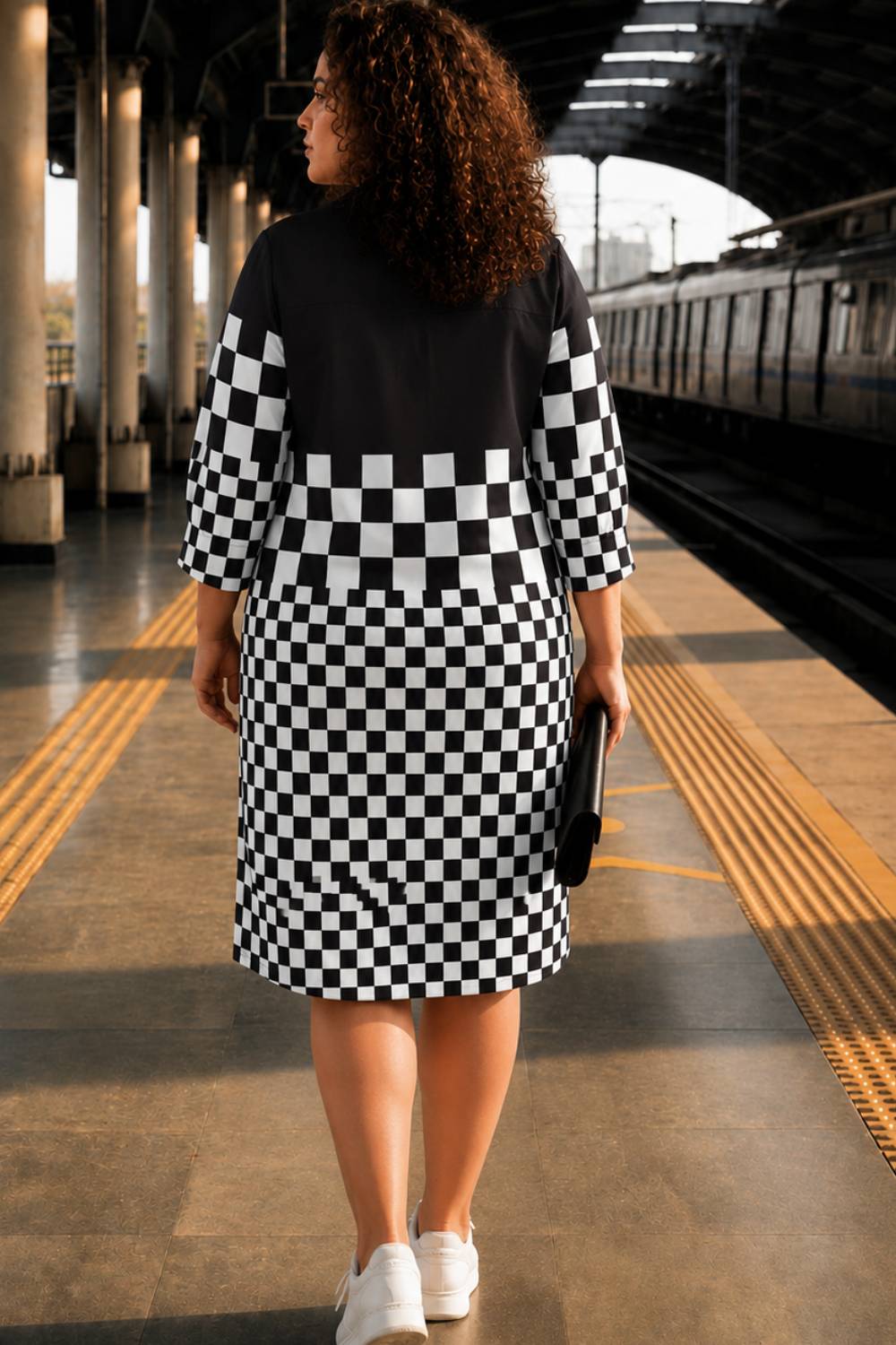 Comfortable Plus Size Bold Face Shirt Dress