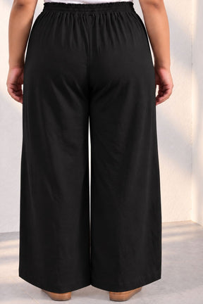 Plus Size SoftEase V Neck Black Cotton Kurta Coord Set