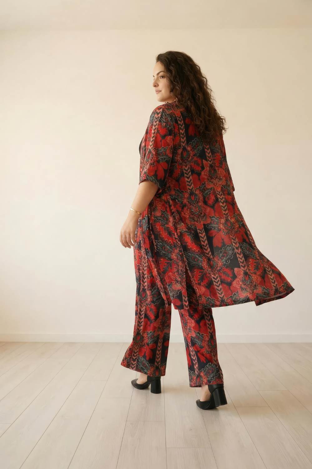 Plus Size Black Tropical Print Coord Set