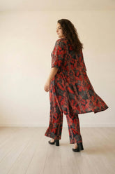 Plus Size Black Tropical Print Coord Set