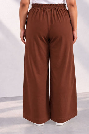 Plus Size SoftEase V Neck Brown Cotton Coord Set