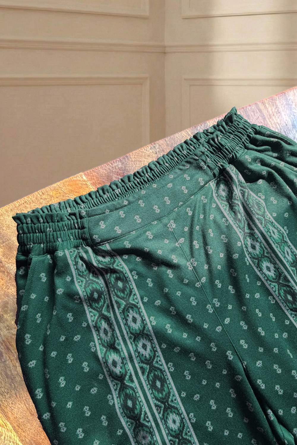 Plus Size Teal Printed V Neck SnugWeave™ Winter Kurta