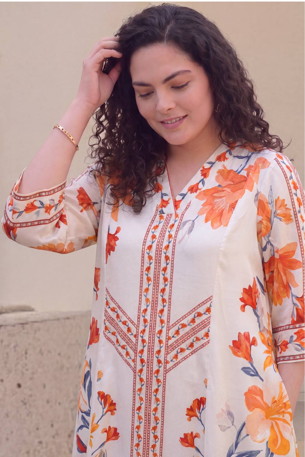 Floral Elegance Plus Size Midi Dress for Women