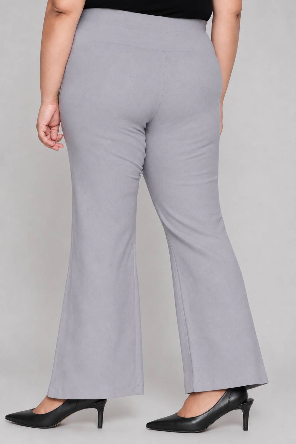 Plus Size English Grey Tummy Shaper Flare Pants