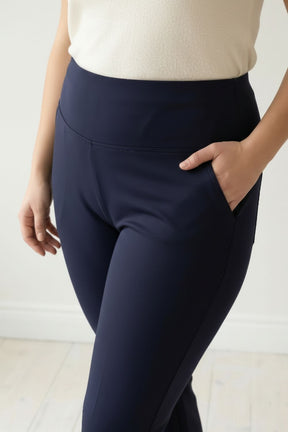 Plus Size Navy Tummy Shaper Flare Pants