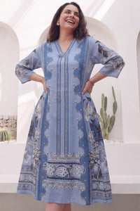 Blue Mirage Floral Plus Size Midi Dress