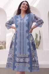 Blue Mirage Floral Plus Size Midi Dress