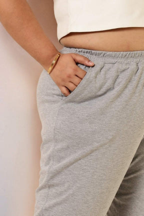 Plus Size Grey Cotton Track Pants