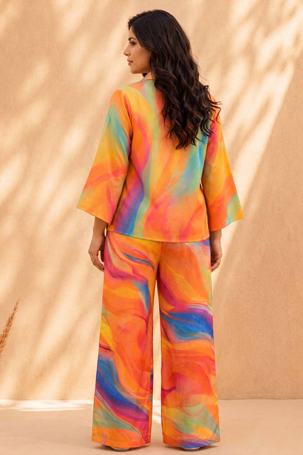 Comfortable Plus Size Multicolor Abstract Print Cotton Coord Set