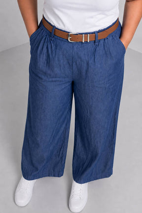 Plus Size Wide Leg Easy PullOn Dark Denim