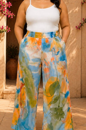 Plus Size Pastel Abstract Printed Cotton Coord Set