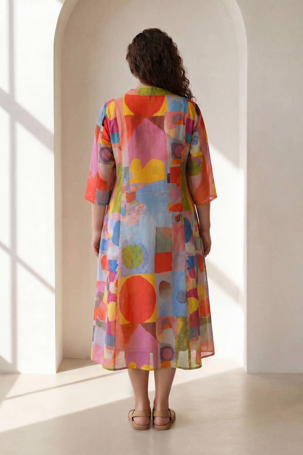 Abstract Elegance Plus Size Midi Dress