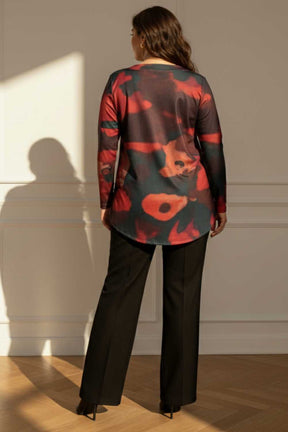 Plus Size Red Abstract SnugWeave™ Winter Top