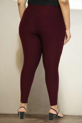 Wine Red Tummy Tucker Jeggings