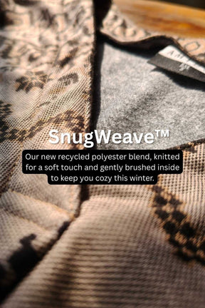 Plus Size Beige Printed V Neck SnugWeave™ Winter Top